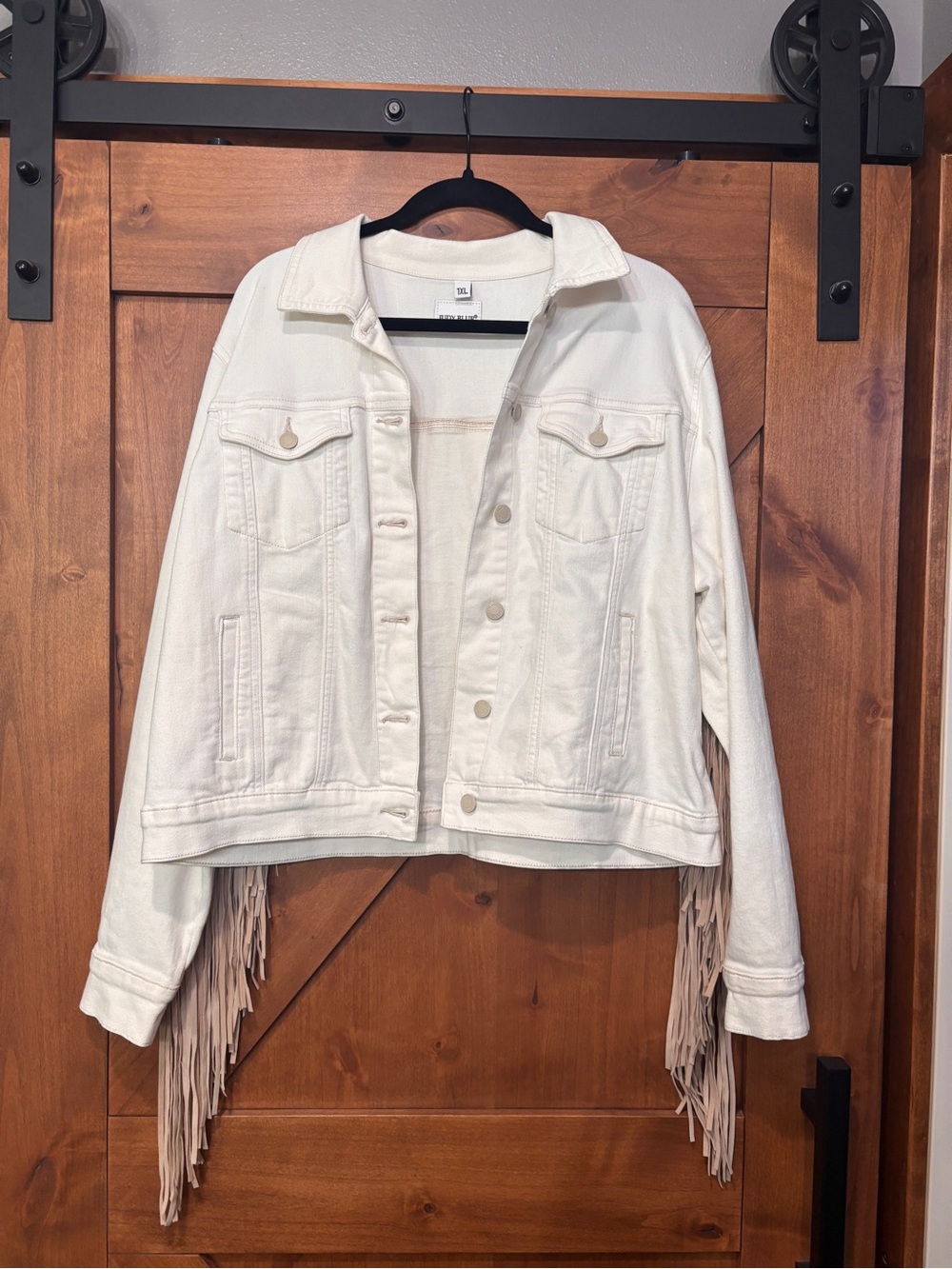 Judy Blue Ivory Fringe Jean Jacket